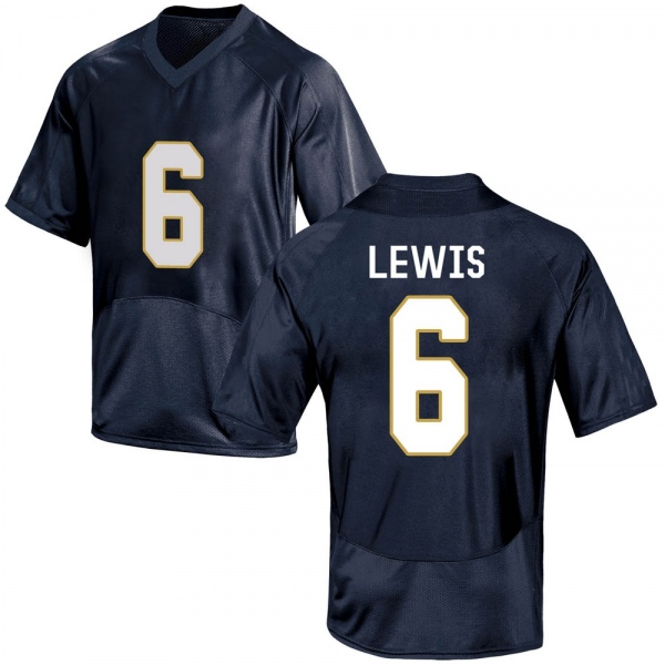 Clarence Lewis Notre Dame Fighting Irish NCAA Men's #6 Navy Blue Replica College Stitched Football Jersey DMP2255EA